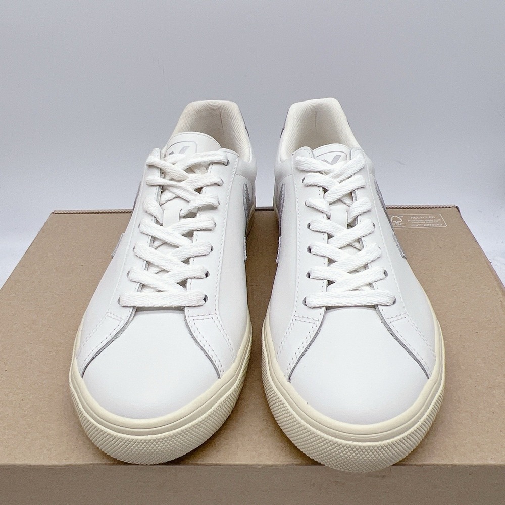 Veja Esplar Women's Fashion Sneakers White Silver Leather Lace Up EU 39 US 8 - Picture 4 of 12